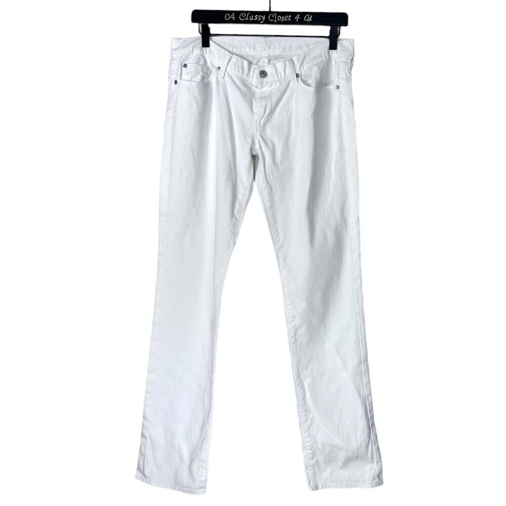 7 for All Mankind White Embellished Jeans 30X34